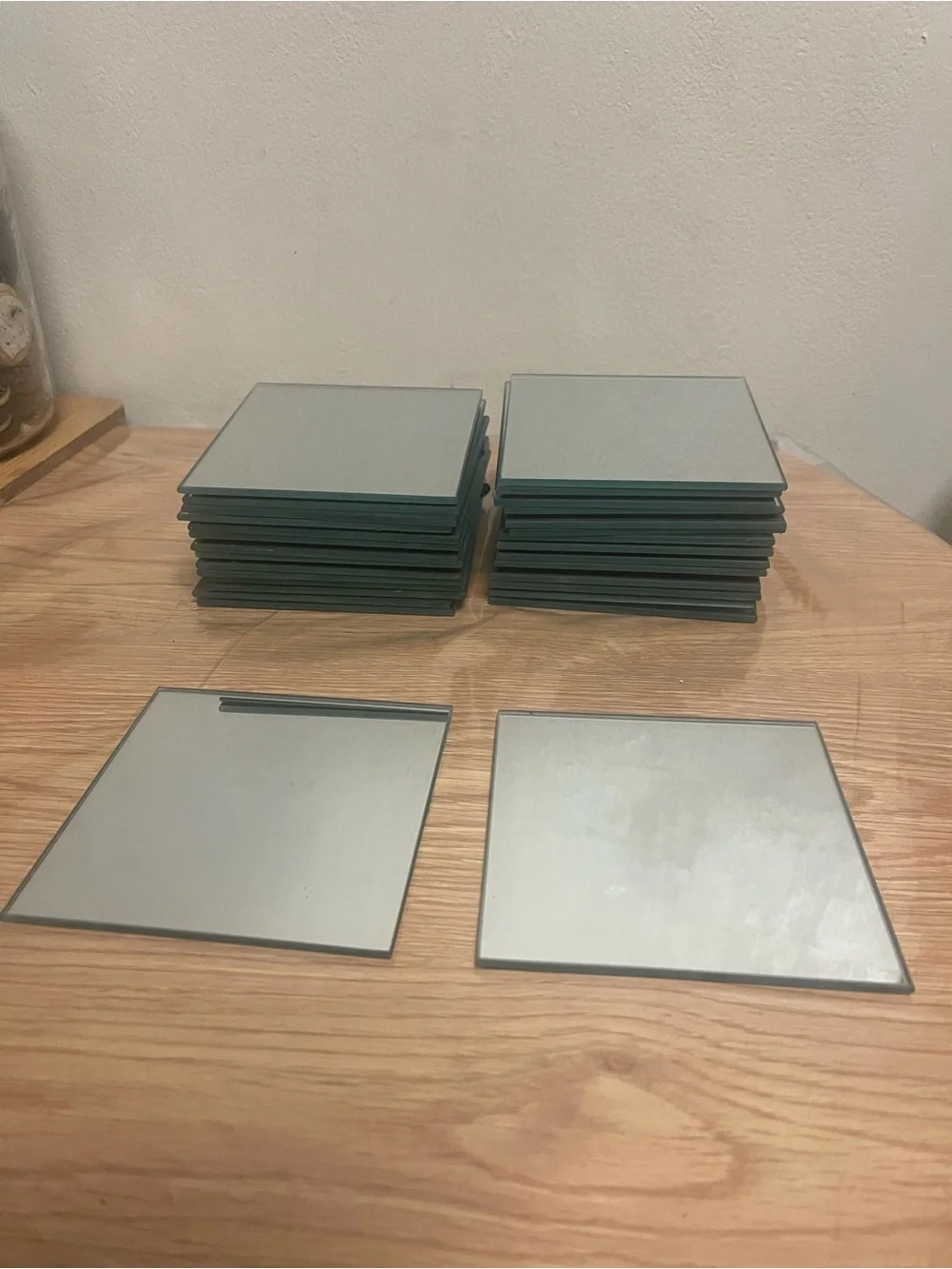 Small square mirrors with a smooth seamed edge 30 pieces